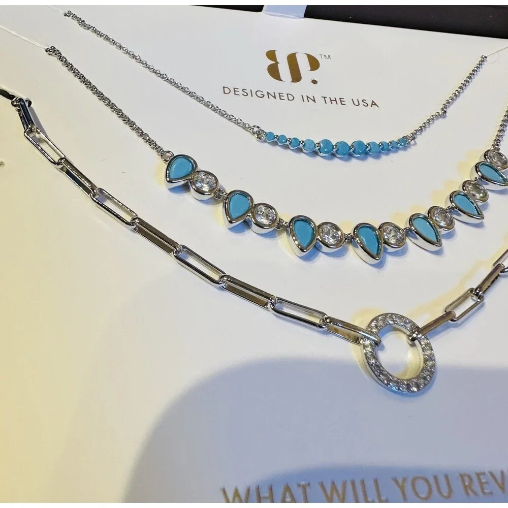 Bomb Party RBP6974 Ocean Breeze Luxe Layers Turquoise 3 Necklace Set